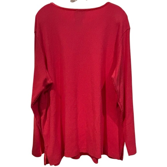 Vintage Quacker Factory 2X Blouse 100 % Cotton Waffle Knit Pink Rhinestone NWT - Picture 2 of 11